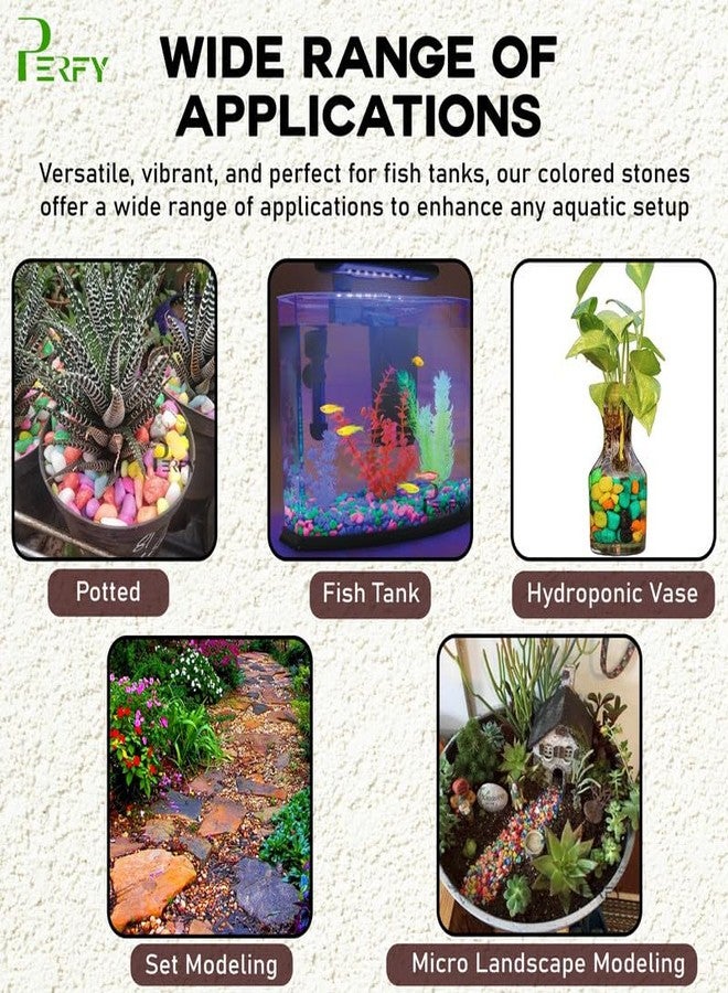 Perfy Multicolor Decorative Stones -1KG Multi-Purpose Pebble Stone for Aquarium, Art & Craft,Vase Fillers, Home Garden - Image 3
